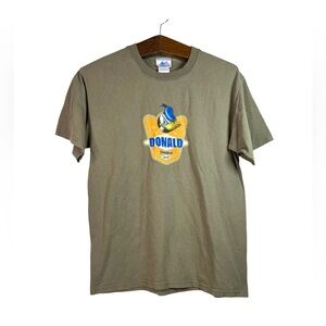 Vintage Disney Donald Duck Beige Graphic T-Shirt Disneyland Size M 90s Y2K